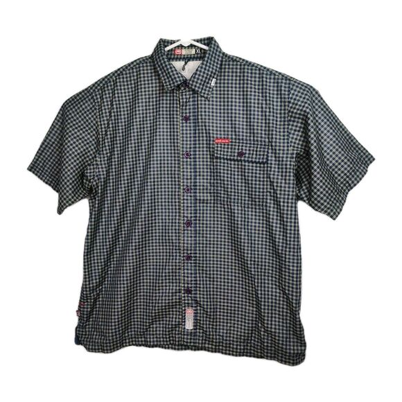 Ecko Unlimited Other - Ecko Button-Up Shirt Men's XL Blue/Yellow Plaid Short Sleeves Collared